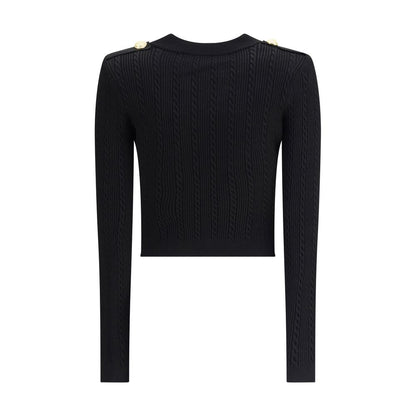 Balmain Black Viscose Cardigan Balmain