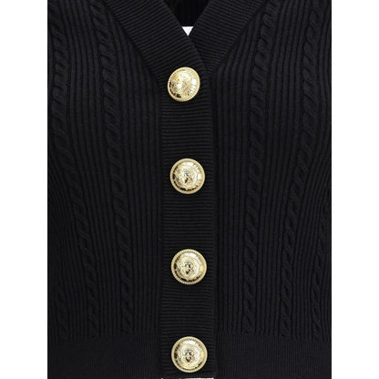 Balmain Black Viscose Cardigan Balmain