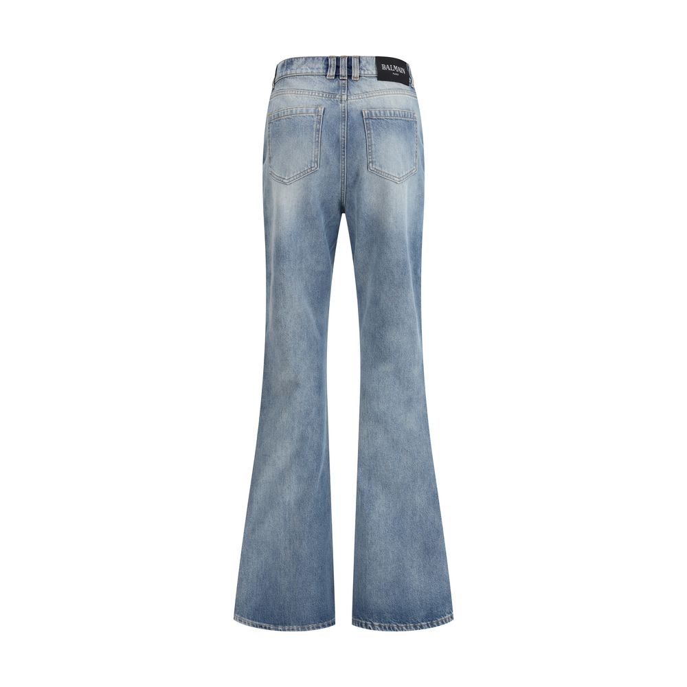 Balmain Blue Cotton Flared Jeans Balmain