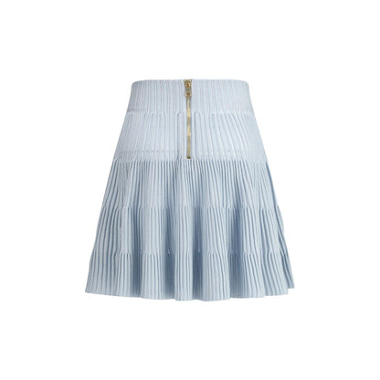 Balmain Light Blue Viscose Mini Skirt Balmain