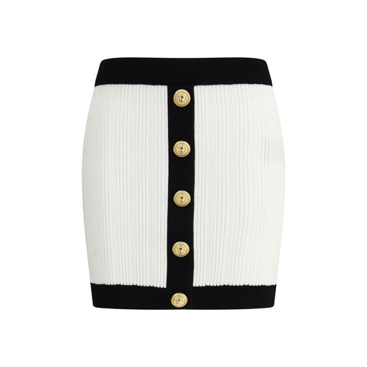 Balmain White Viscose Mini Skirt Balmain