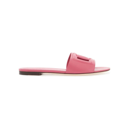 Dolce & Gabbana leather slides with cut-out logo Sandals Dolce & Gabbana