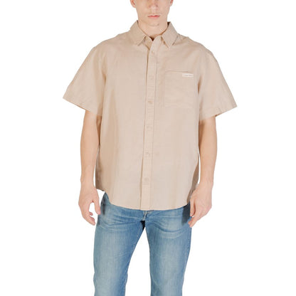 Calvin Klein Jeans Beige Linen Shortsleeve Shirt Calvin Klein Jeans