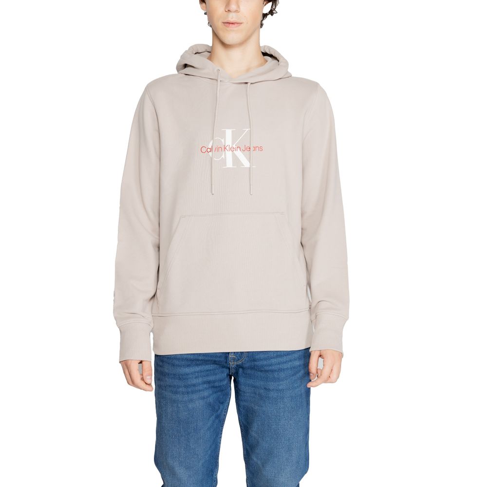 Calvin Klein Jeans Beige Recycled Cotton Hoodie Calvin Klein Jeans
