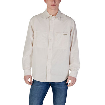 Calvin Klein Jeans Beige Recycled Cotton Shirt Calvin Klein Jeans