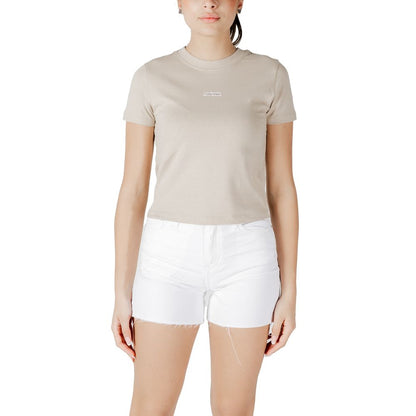 Calvin Klein Jeans Beige Recycled Cotton T-Shirt Calvin Klein Jeans