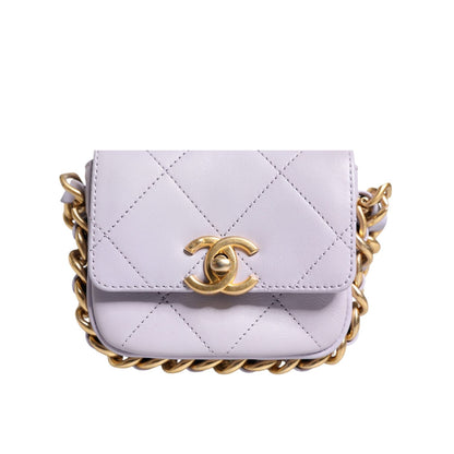 Chanel Blue Quilted Calfskin Framing Chain Flap Mini crossbody Bag Chanel