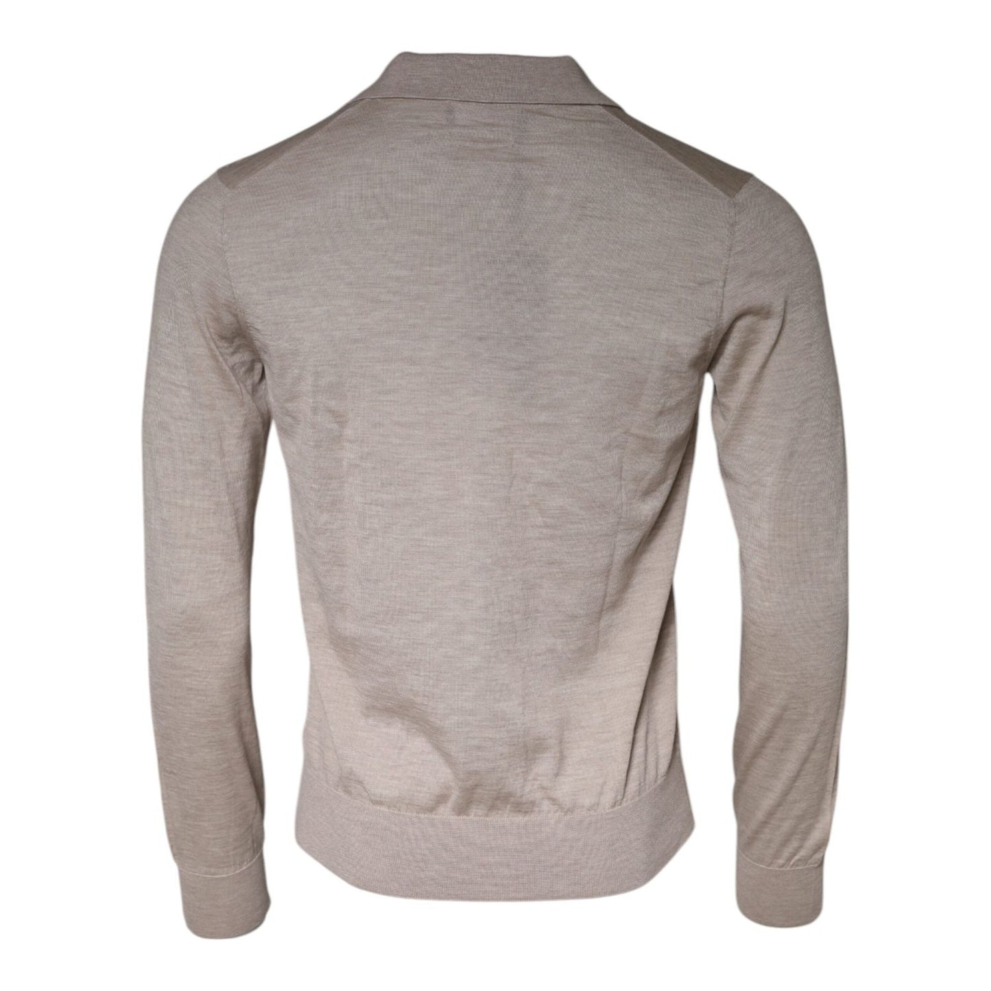 Dolce & Gabbana Beige Cashmere Knit Collared Pullover Sweater