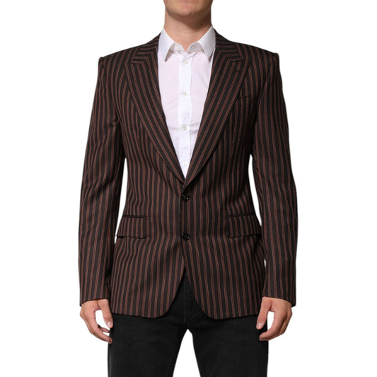 Dolce & Gabbana Black Brown Stripe Single Breasted Blazer