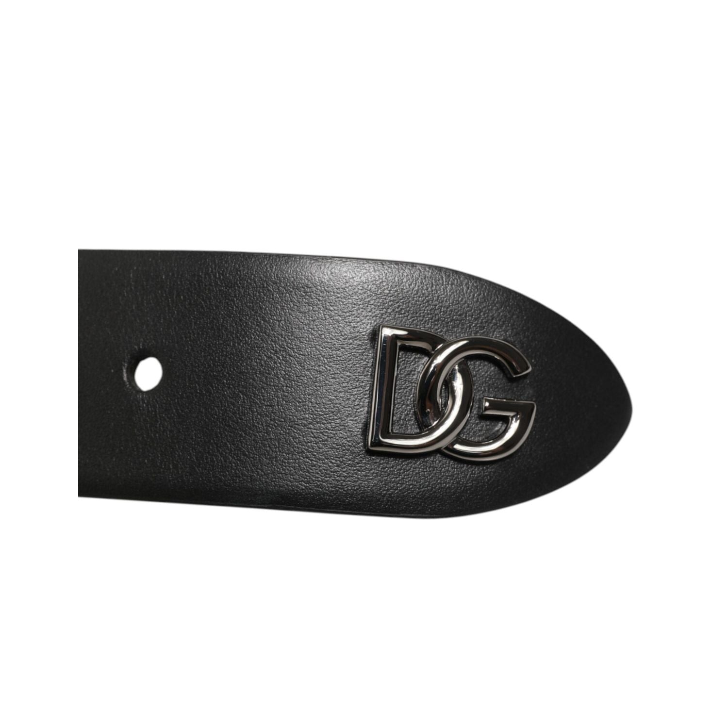 Dolce & Gabbana Black Calf Leather Studded Silver Buckle Belt