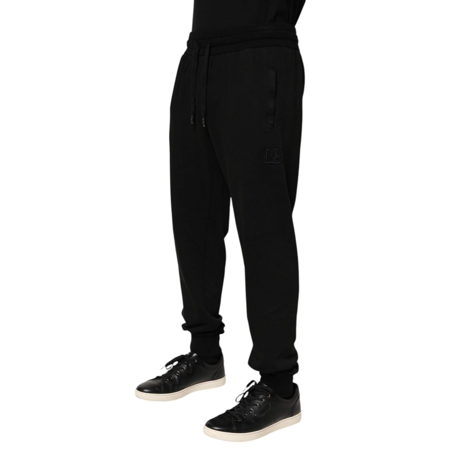 Dolce & Gabbana Black Cotton DG Logo Men Jogger Pants