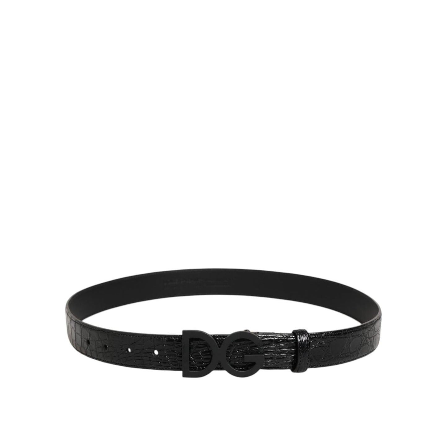 Dolce & Gabbana Black Exotic Leather Metal Logo Buckle Belt