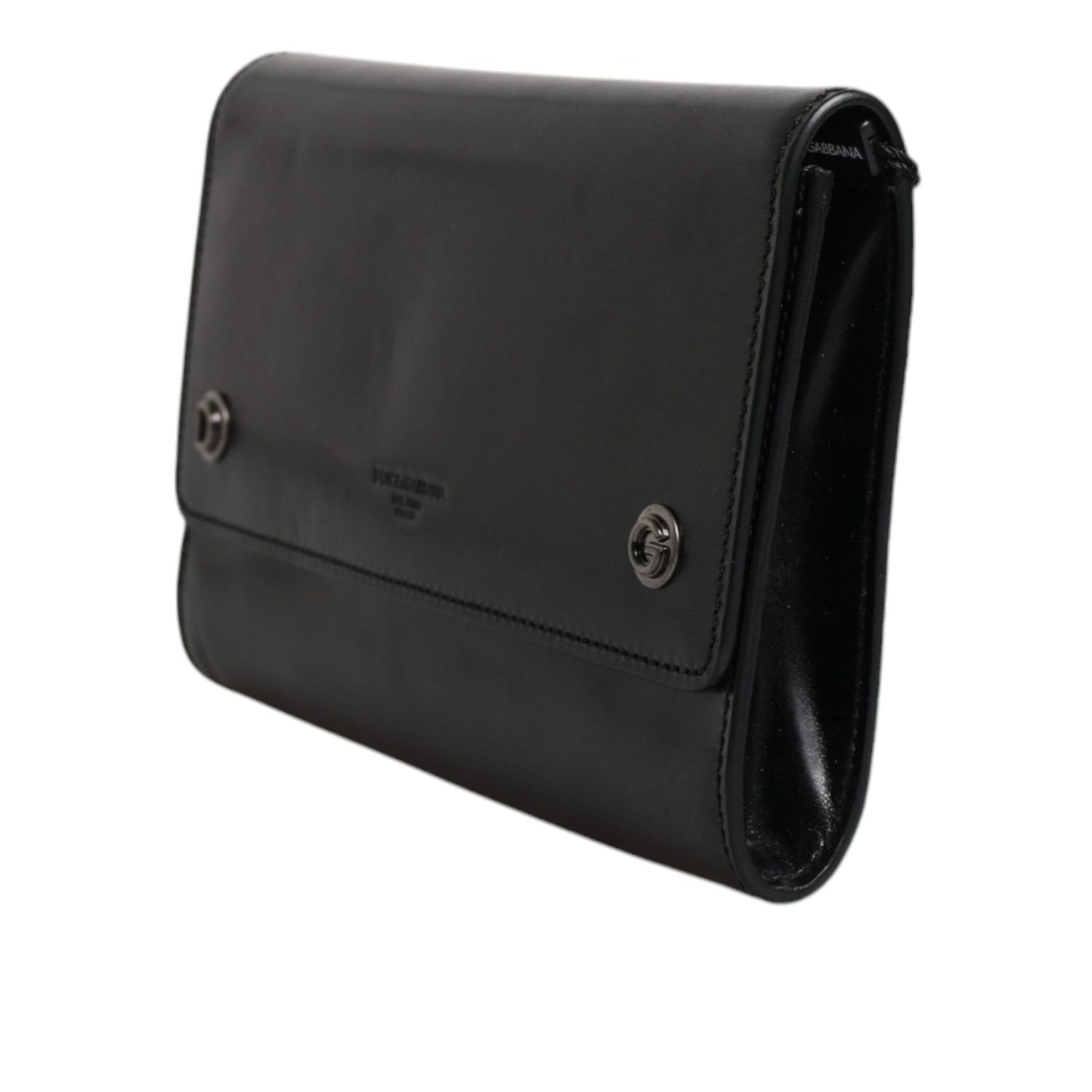 Dolce & Gabbana Black Leather Logo Embossed Crossbody Bag Dolce & Gabbana