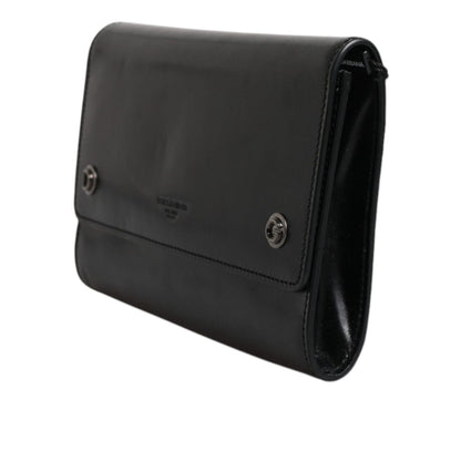 Dolce & Gabbana Black Leather Logo Embossed Crossbody Bag Dolce & Gabbana