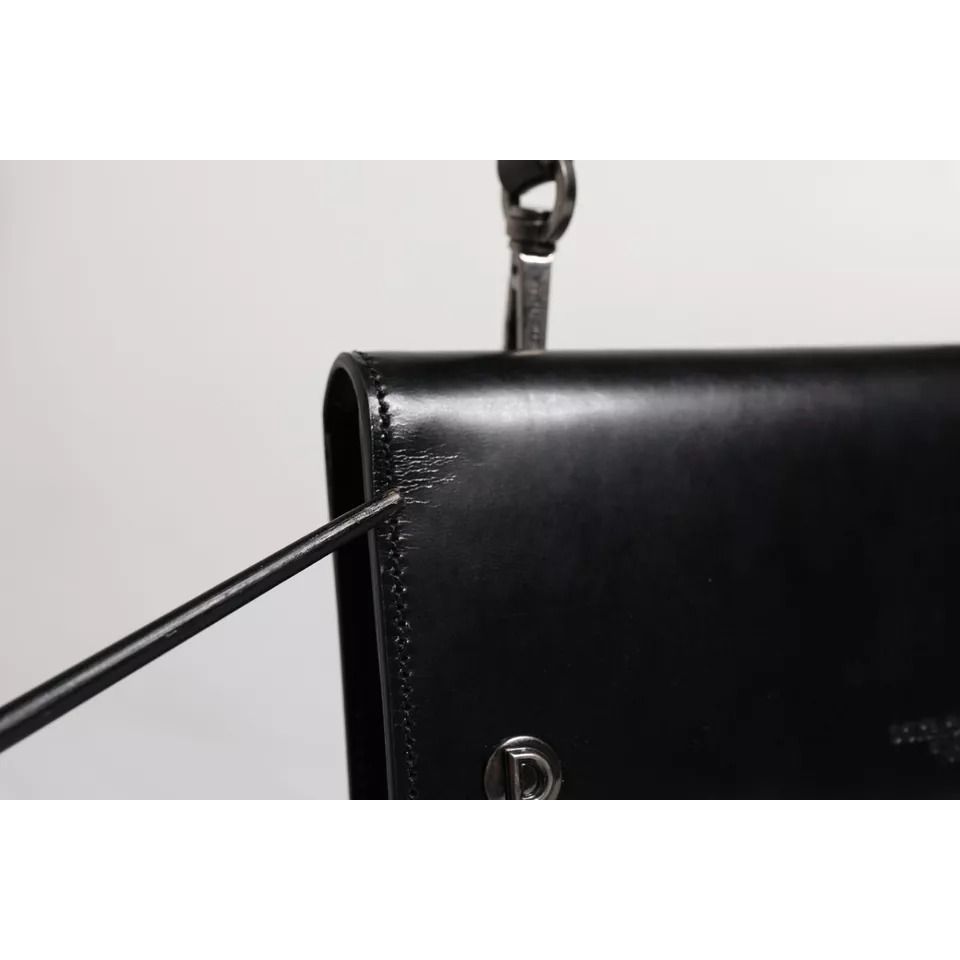 Dolce & Gabbana Black Leather Logo Embossed Crossbody Bag Dolce & Gabbana