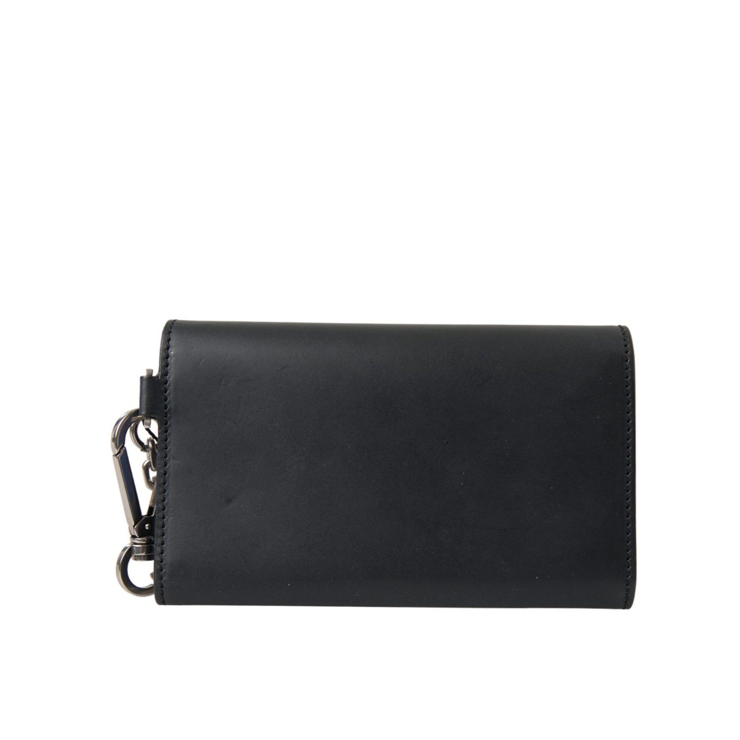 Dolce & Gabbana Black Leather Logo Embossed Mini Bifold Wallet Borse Bag