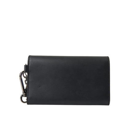 Dolce & Gabbana Black Leather Logo Embossed Mini Bifold Wallet Borse Bag