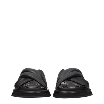 Dolce & Gabbana Black Leather Slippers
