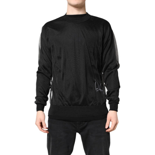 Dolce & Gabbana Black Logo Knitted Crewneck Pullover Sweater Dolce & Gabbana
