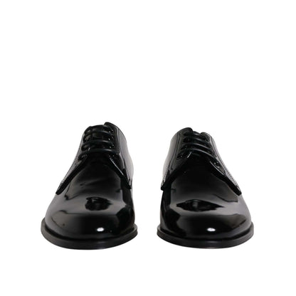Dolce & Gabbana Black Patent Leather Derby Formal Dress Shoes