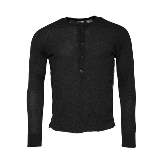 Dolce & Gabbana Black Printed Knitted Men Pullover Sweater Dolce & Gabbana