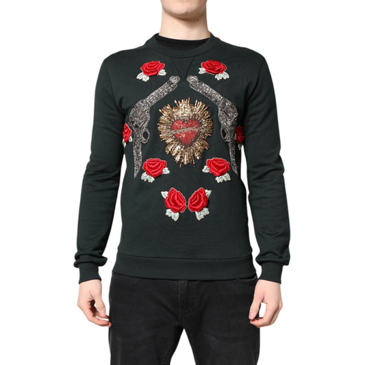 Dolce & Gabbana Black Sequined Embellished Pullover Sweater Dolce & Gabbana