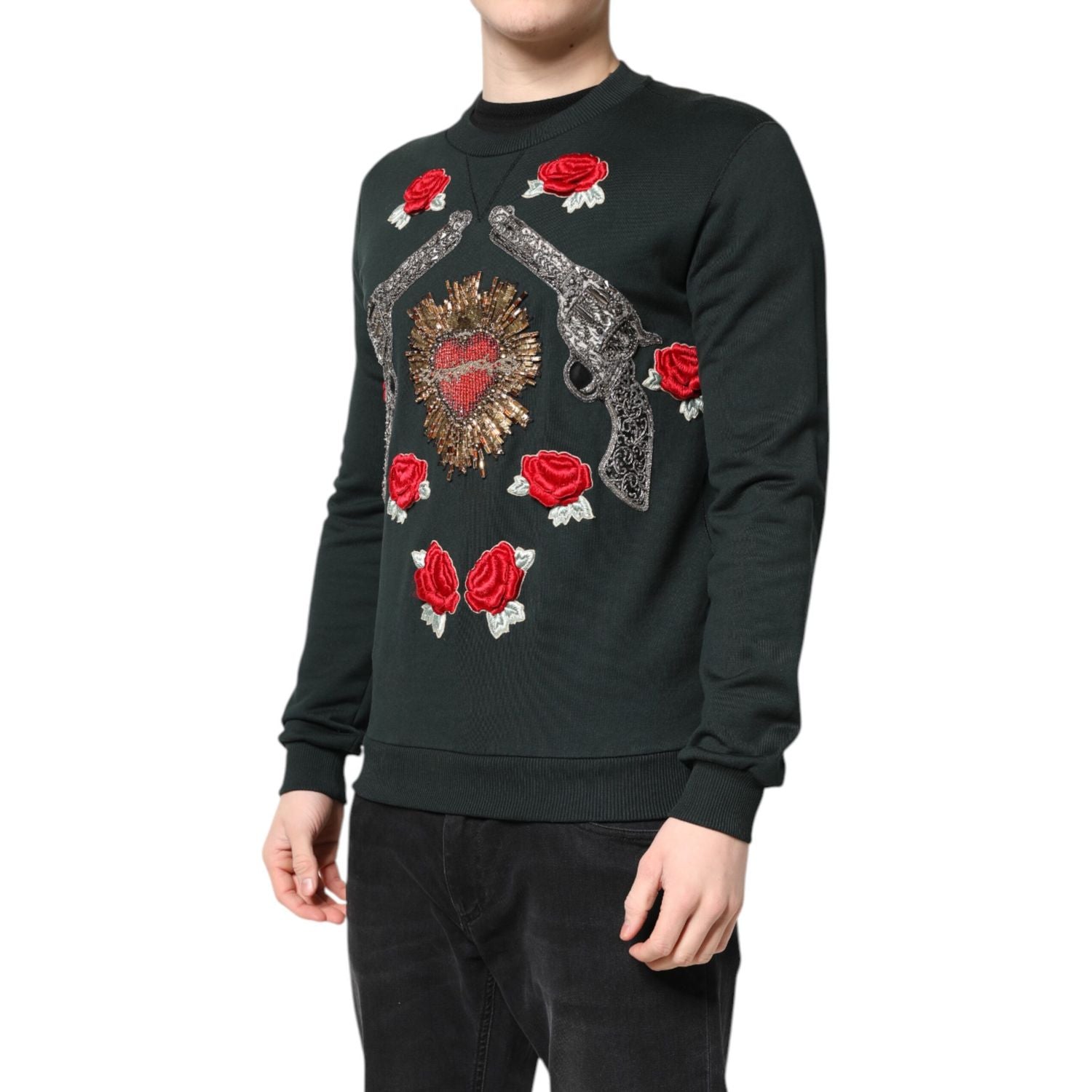 Dolce & Gabbana Black Sequined Embellished Pullover Sweater