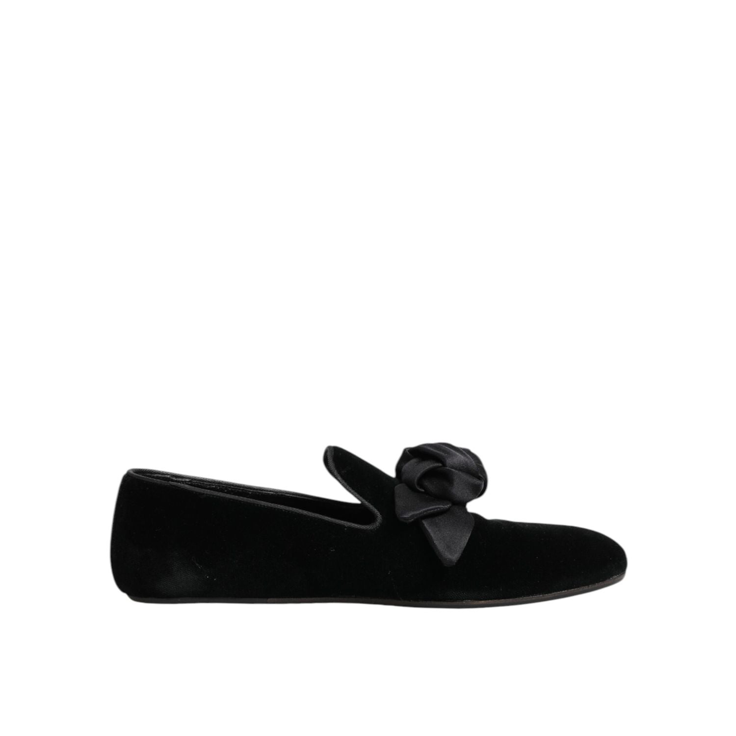 Dolce & Gabbana Black Suede Cotton Rose Slip On Loafers Shoes