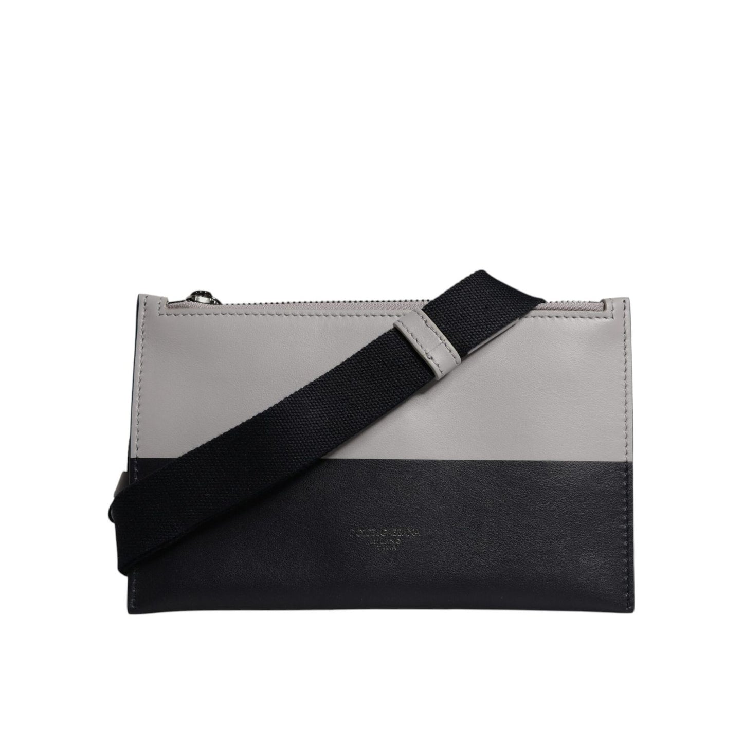 Dolce & Gabbana Black White Leather Logo Embossed Crossbody Bag Dolce & Gabbana