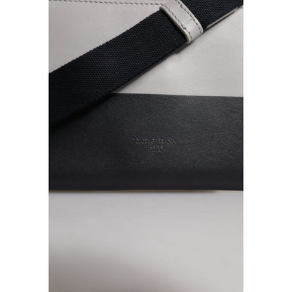 Dolce & Gabbana Black White Leather Logo Embossed Crossbody Bag Dolce & Gabbana