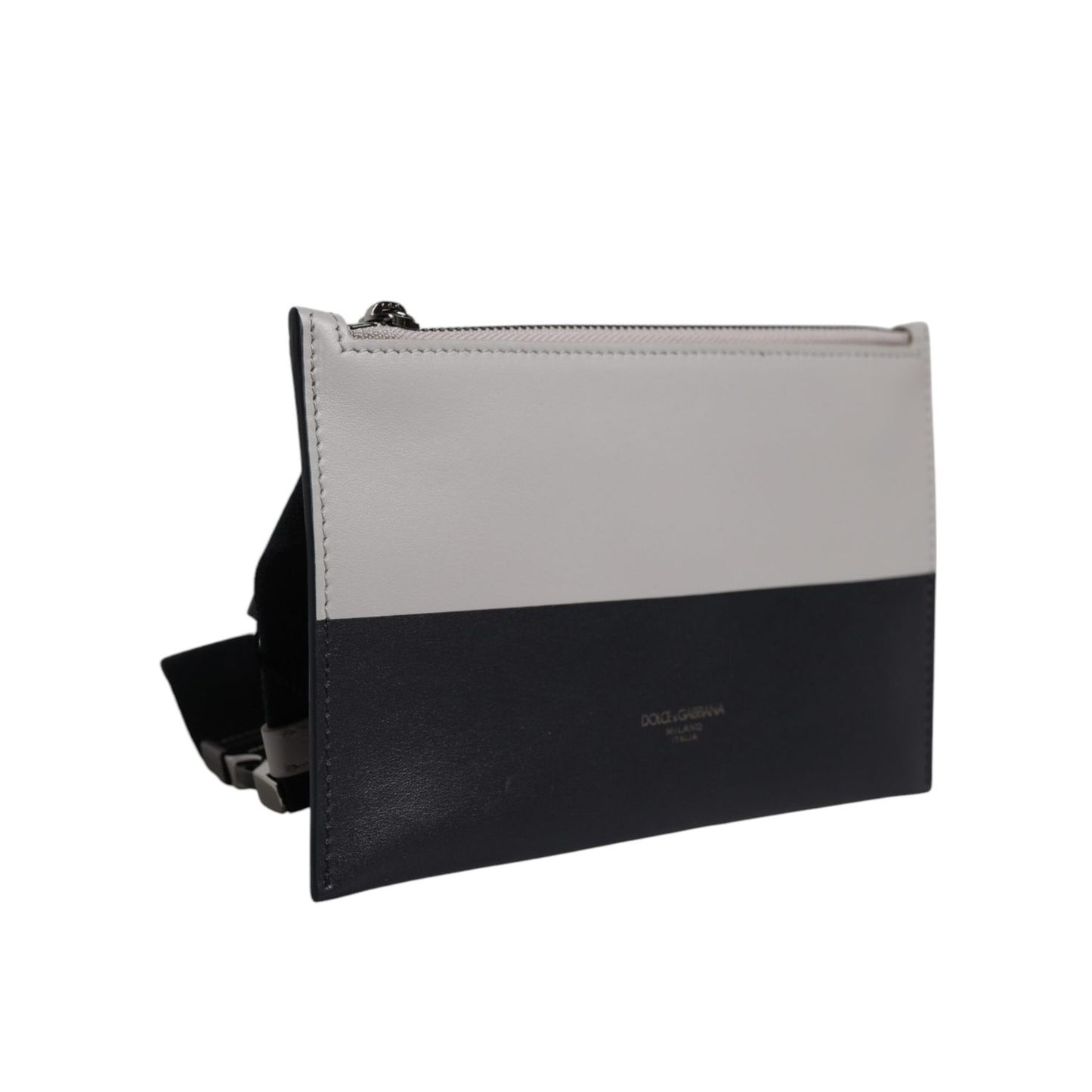 Dolce & Gabbana Black White Leather Logo Embossed Crossbody Bag Dolce & Gabbana