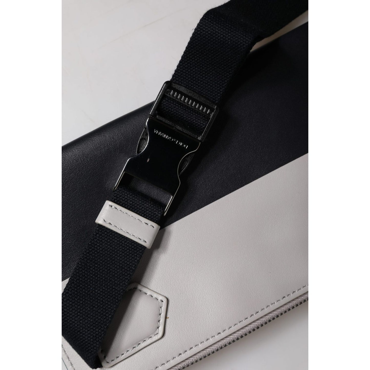 Dolce & Gabbana Black White Leather Logo Embossed Crossbody Bag Dolce & Gabbana