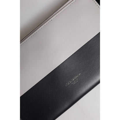 Dolce & Gabbana Black White Leather Logo Embossed Crossbody Bag Dolce & Gabbana