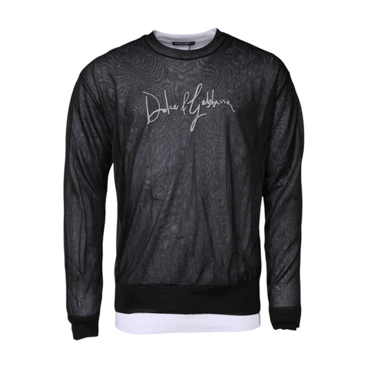 Dolce & Gabbana Black White Logo Knitted Pullover Sweater Dolce & Gabbana