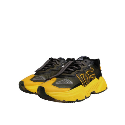 Dolce & Gabbana Black Yellow Daymaster Low Top Sneakers Shoes