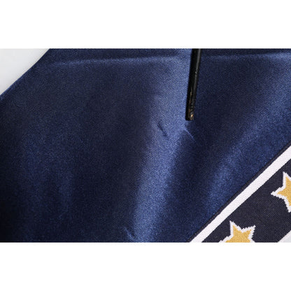 Dolce & Gabbana Blue Nylon Logo Patch Men Bomber Sweater