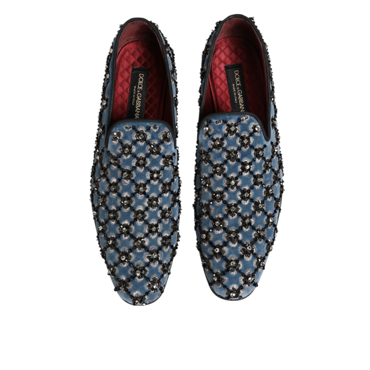 Dolce & Gabbana Blue Velvet Crystal Detailing Loafer Men Shoes
