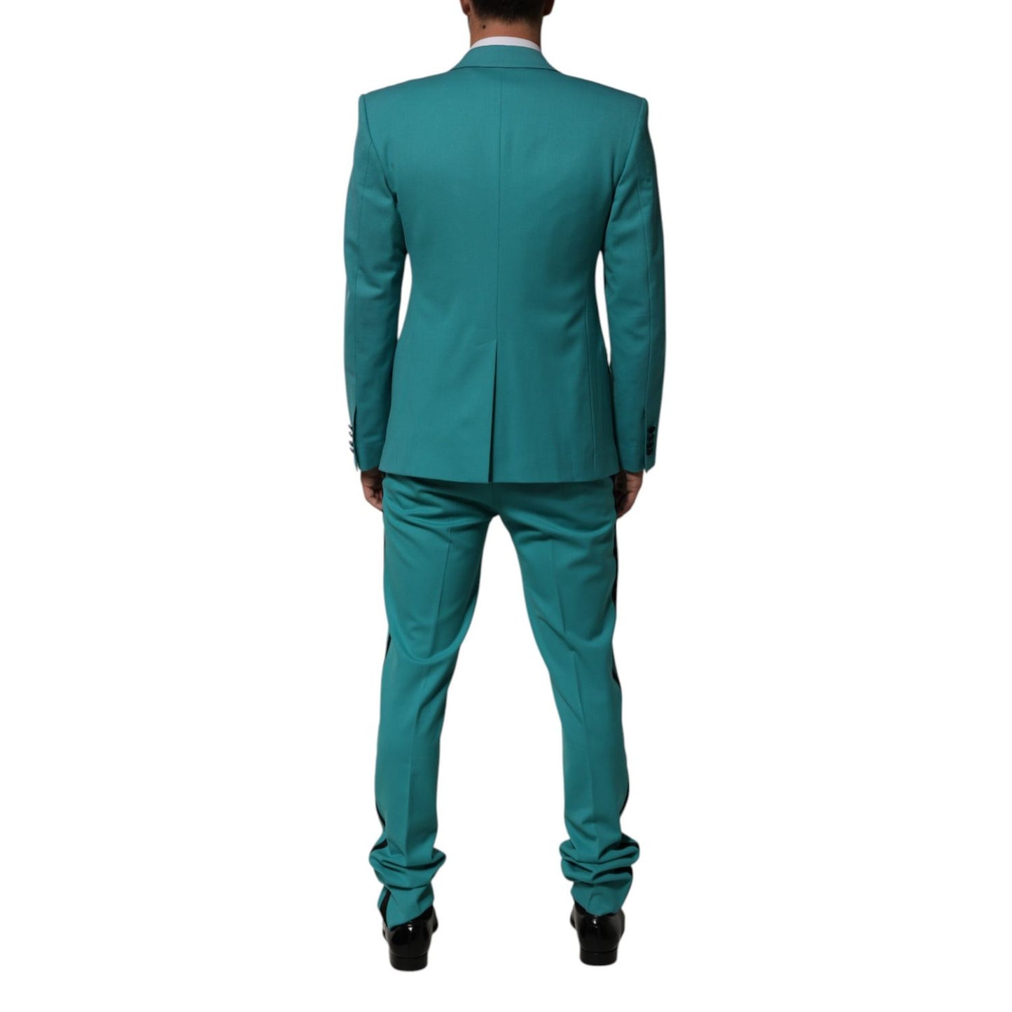 Dolce & Gabbana Cyan 3 Piece Wool Silk Blend Suit SICILIA