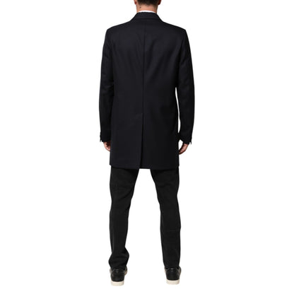 Dolce & Gabbana Dark Blue Wool Men Jacket Coat Blazer Suit