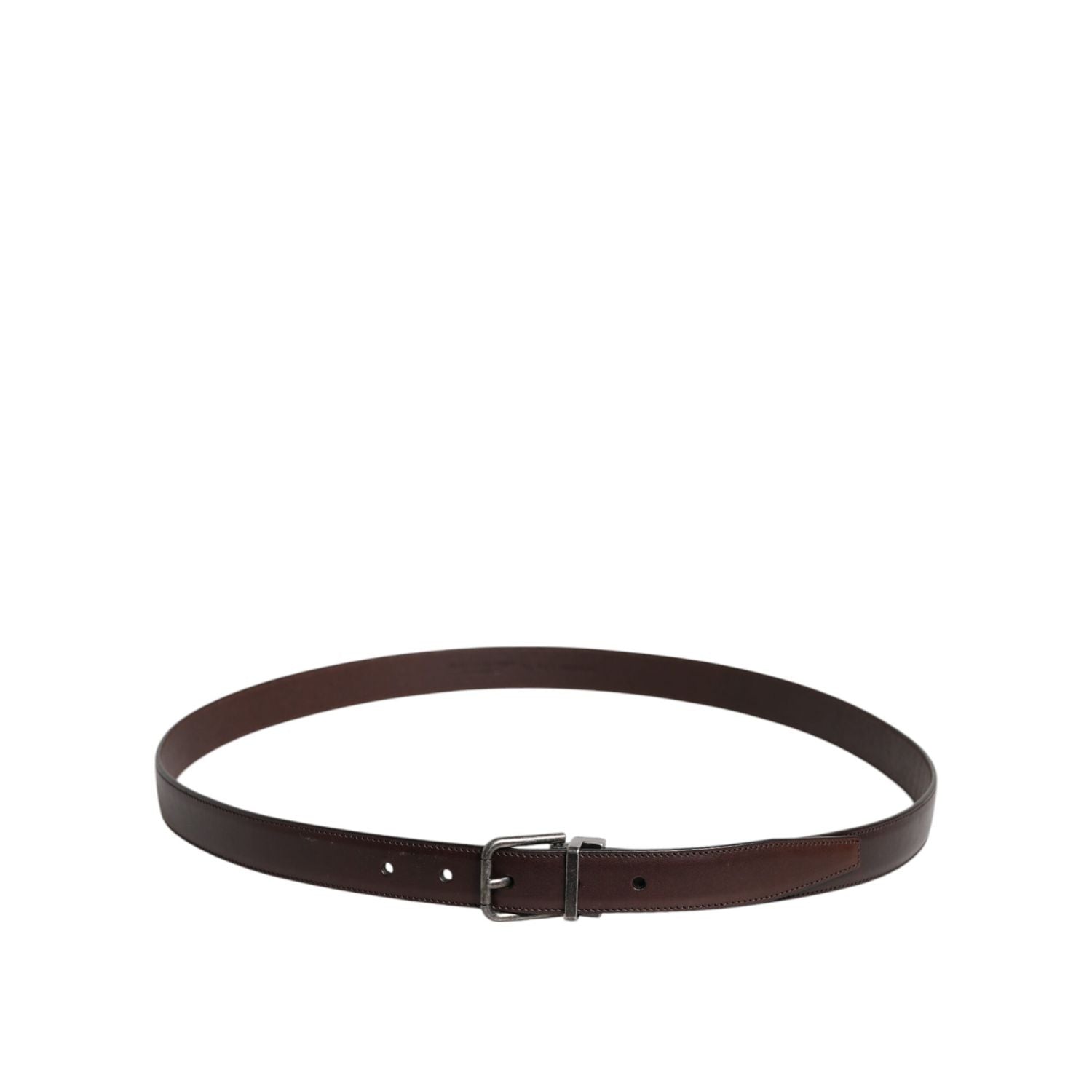 Dolce & Gabbana Dark Brown Leather Antique Silver Buckle Belt