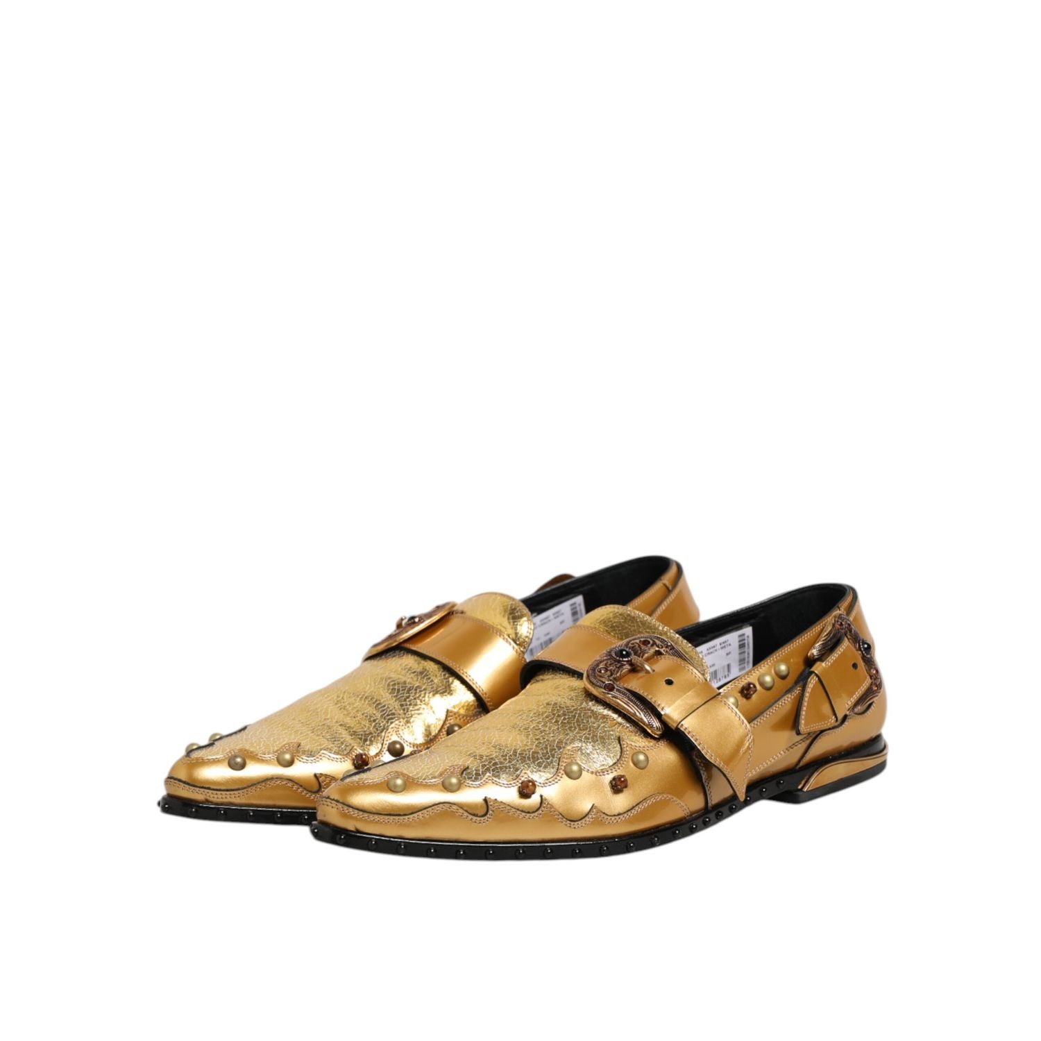 Dolce & Gabbana Gold Leather MONK STRAP Dress Formal Shoes