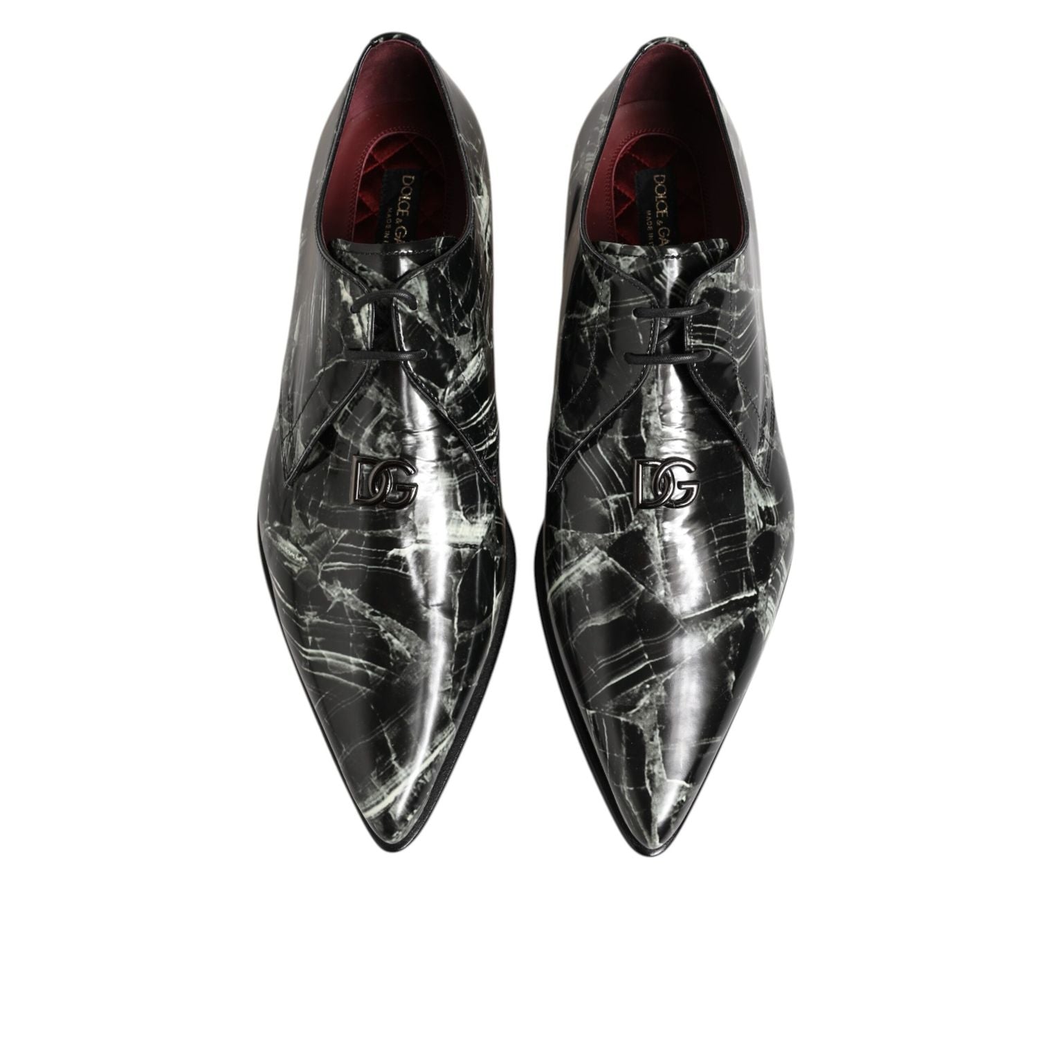 Dolce & Gabbana Marbled Pattern Dress Lace Up Derby Shoes
