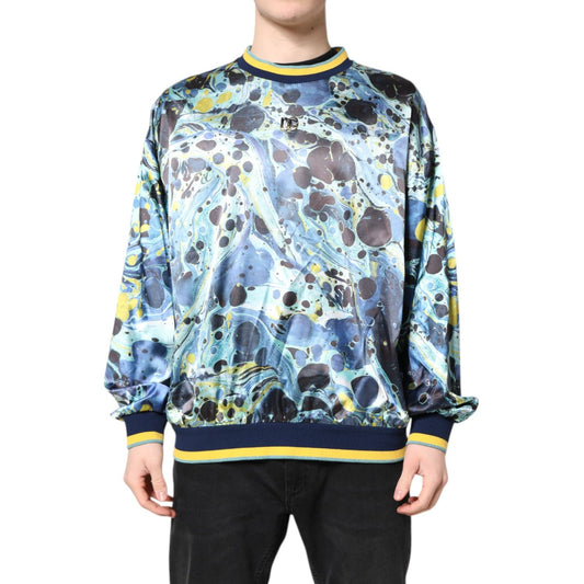 Dolce & Gabbana Multicolor Marble Print Men Pullover Sweater Dolce & Gabbana