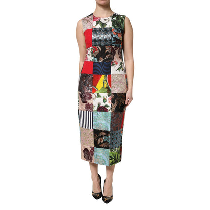 Dolce & Gabbana Multicolor Patchwork Sleeveless Sheath Dress Dolce & Gabbana