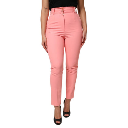 Dolce & Gabbana Pink High Waist Dress Tapered Trouser Pants