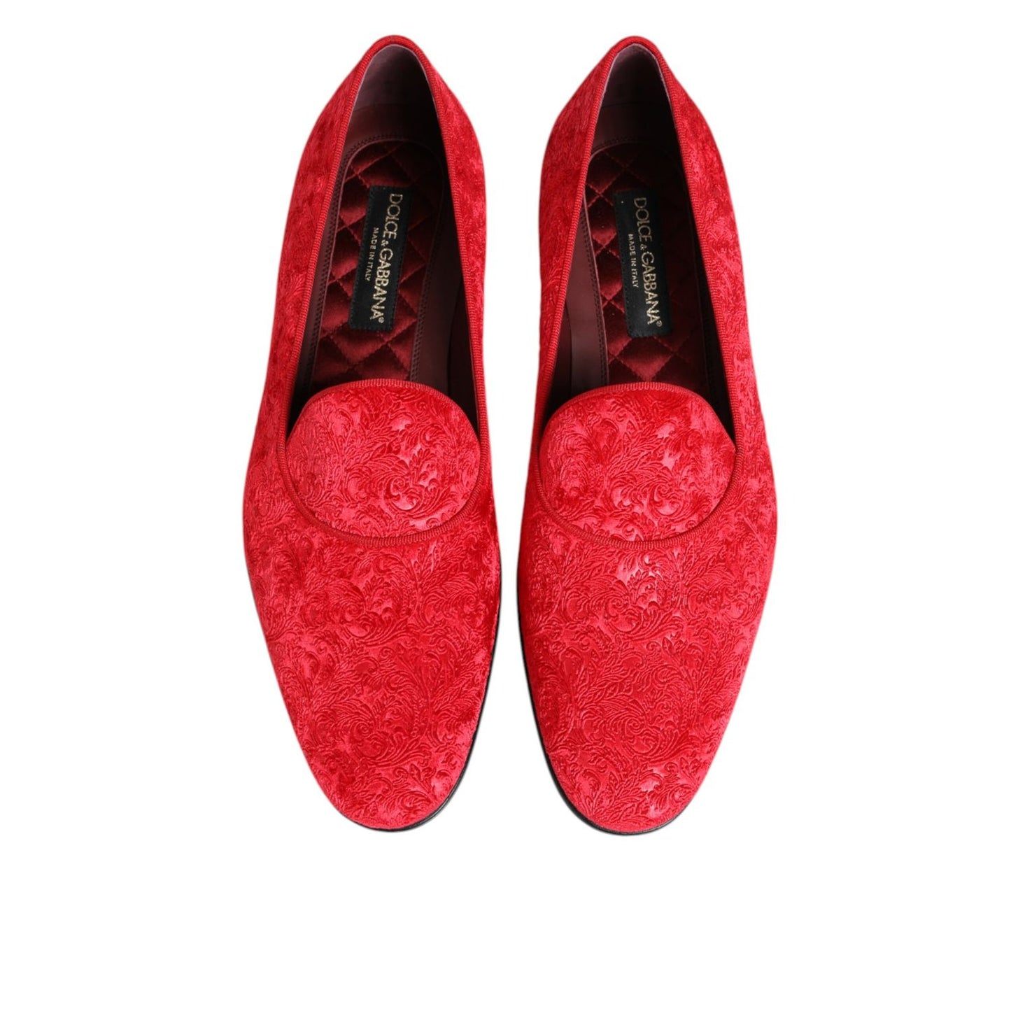 Dolce & Gabbana Red Jacquard Loafers Formal Men Dress Shoes