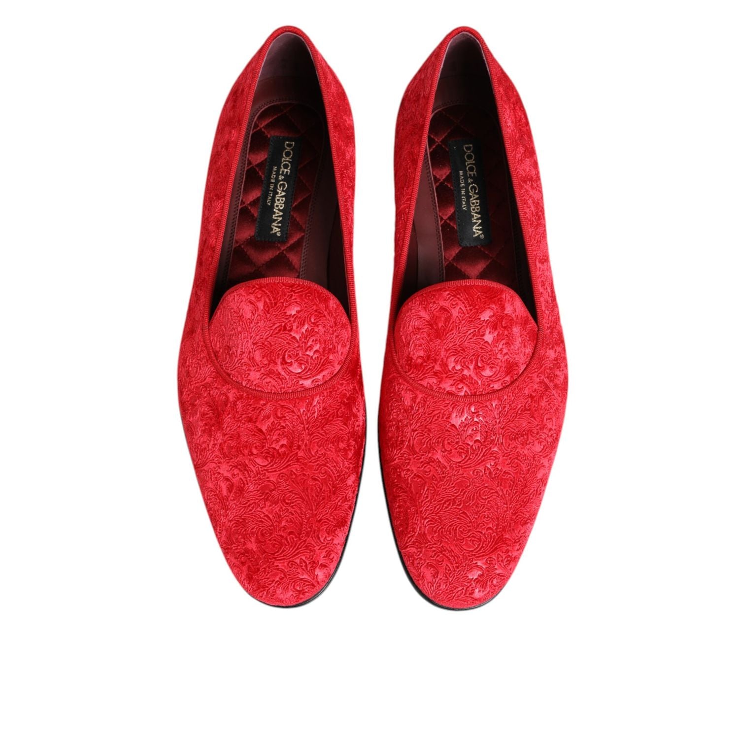 Dolce & Gabbana Red Jacquard Loafers Formal Men Dress Shoes