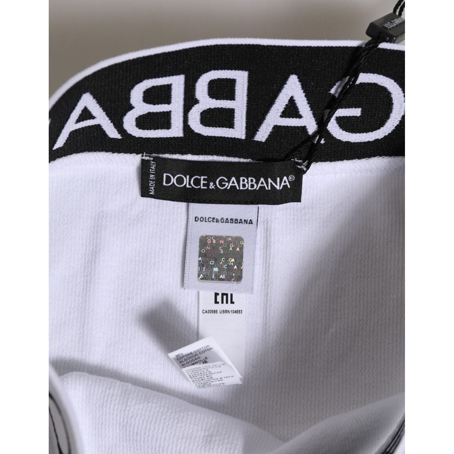 Dolce & Gabbana White Cotton Stretch High Waist Panty Underwear