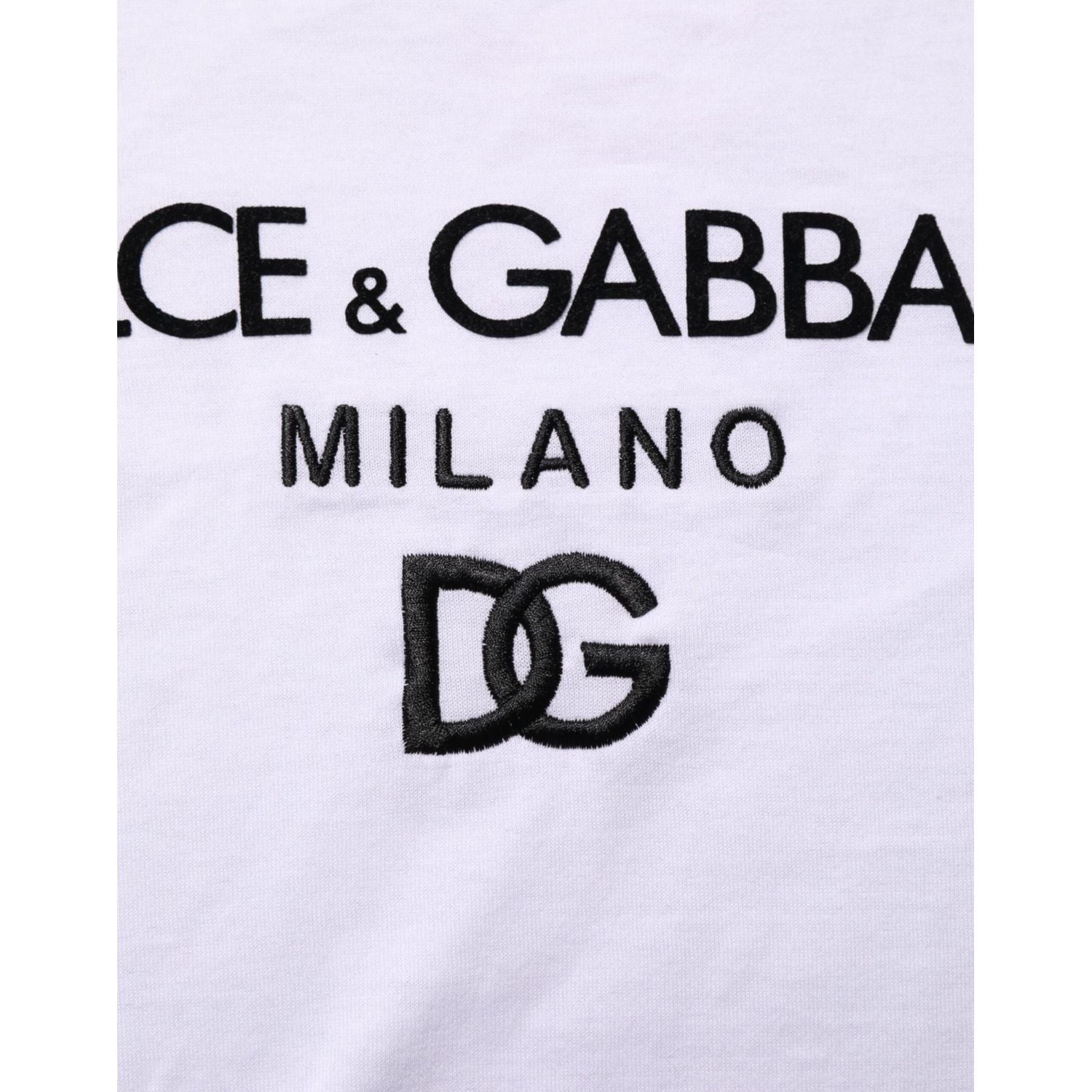 Dolce & Gabbana White Logo Print Cotton Men Crew Neck T-shirt