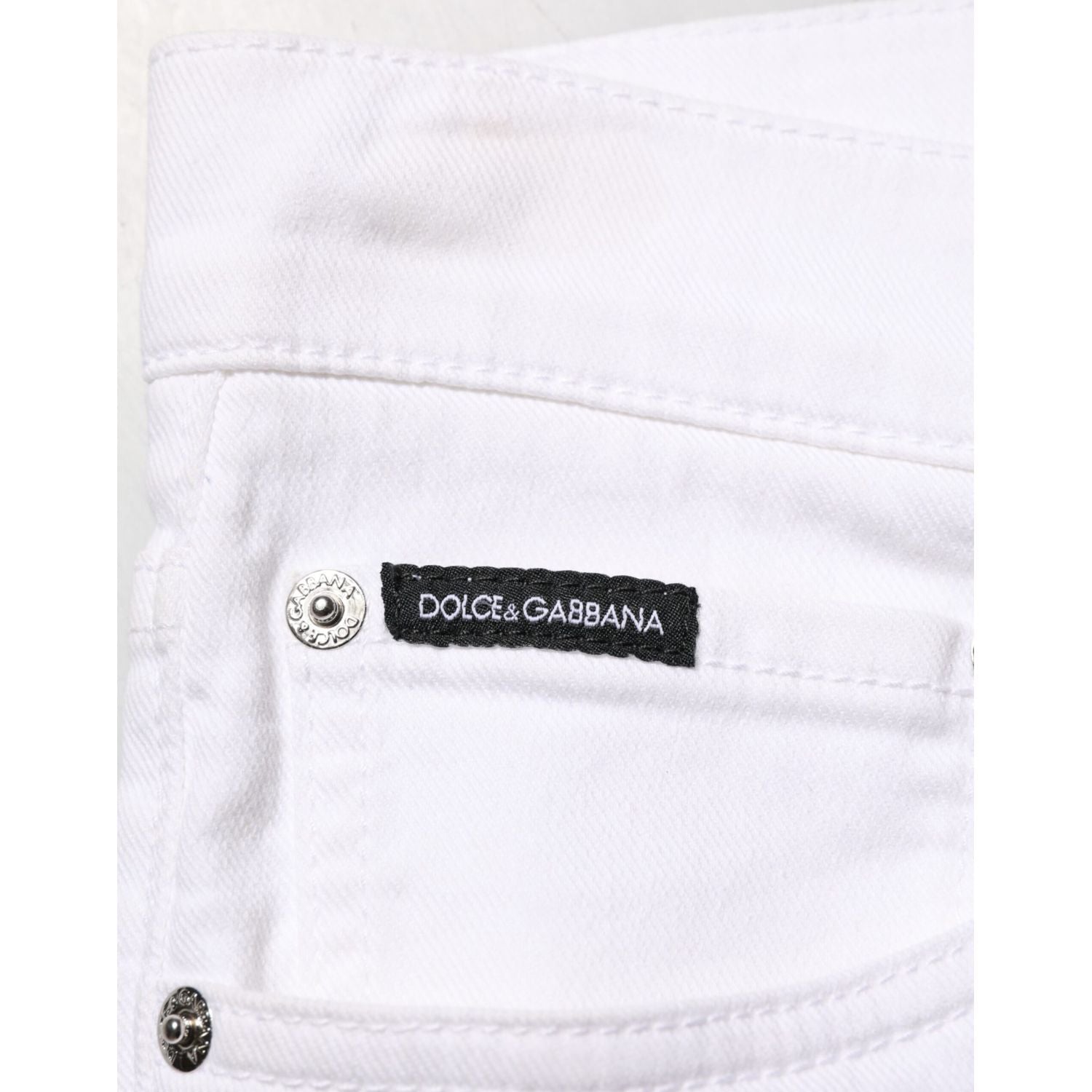 Dolce & Gabbana White Ripped Cotton Skinny Men Denim Jeans